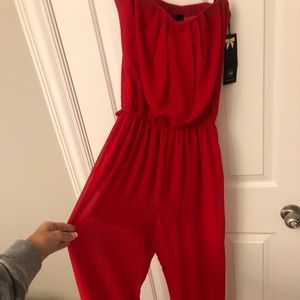 Strapless Red Jumpsuit
